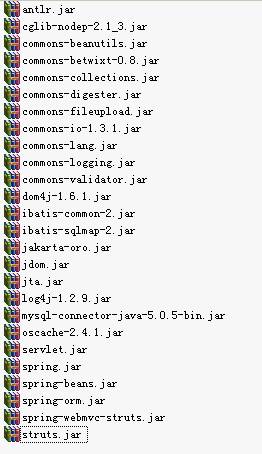 Struts1.2.9+Spring2.5+Ibatis1.5