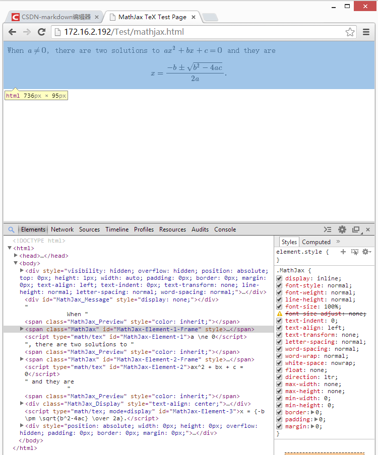 MathJax对应html