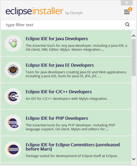Eclipse Installer界面