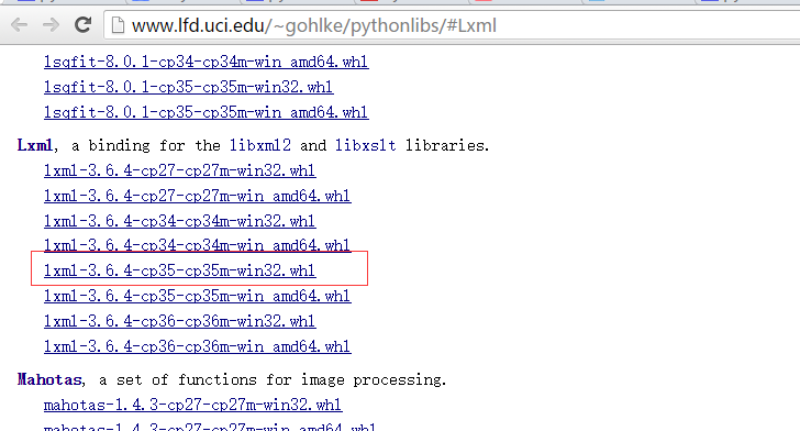 下载lxml cp35版本