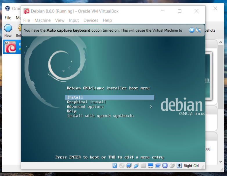 安装 debian linux 虚拟机