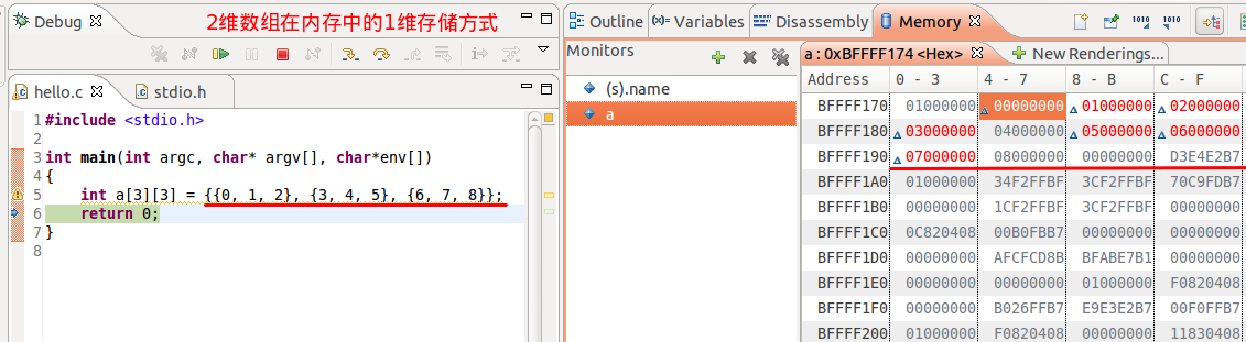 
			
				二维数组在内存中的存储方式和下标与行列的关系			