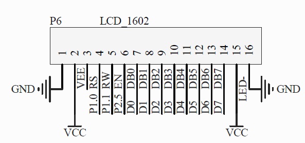 2lcd1602 端口引脚
