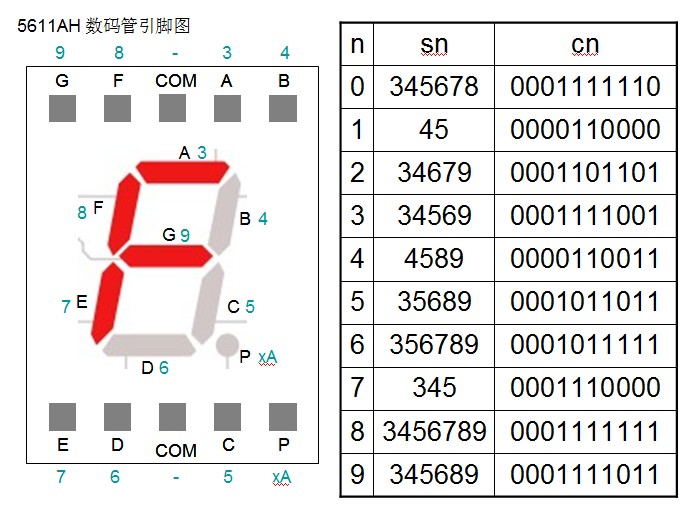 数码管引脚图图片