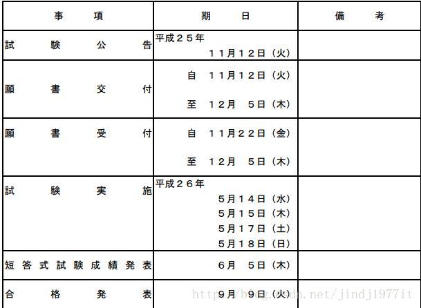 日本司法考试日程