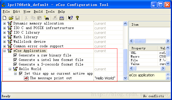 使用eCos图形化配置工具管理eCos应用程序