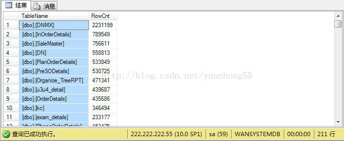 
			
				SQL查询数据库中所有表的记录条数			