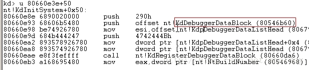 名称:  方法1找到KdDebuggerDataBlock.jpg查看次数: 61文件大小:  85.3 KB