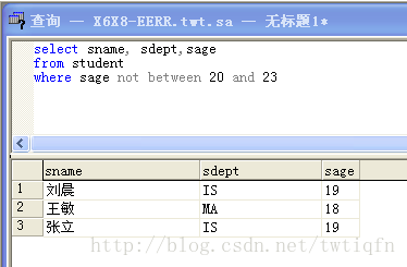 SQL2000数据库查询讲解004--查询满足条件的元组01：比较大小和确定范围