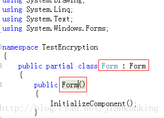 WinForm中提示Circular base class dependency involving 'TestEncryption.Form' and 'TestEncryption.Form'