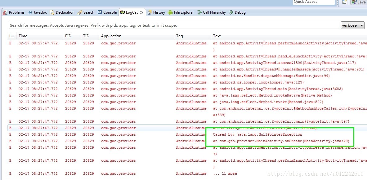 RuntimeException: Unable to start activity ComponentInfo java.lang ...
