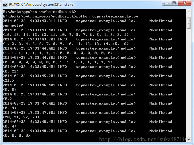 MODBUS学习笔记——modbus tk modbus TCP主机实现