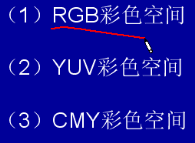 计算机生成了可选文字:(1)RG日彩色空间、(2)YUV彩色空间(3)CM丫彩色空间