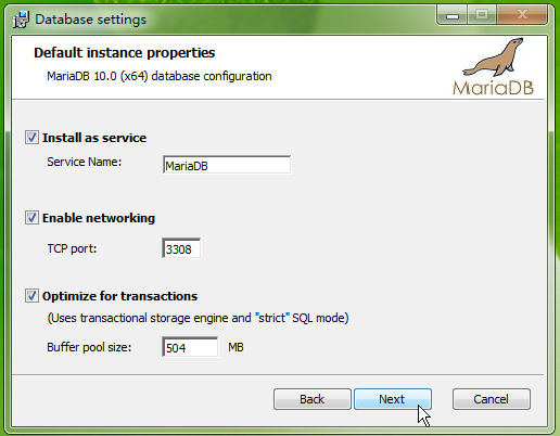 MariaDb数据库管理系统的学习（一）安装示意图