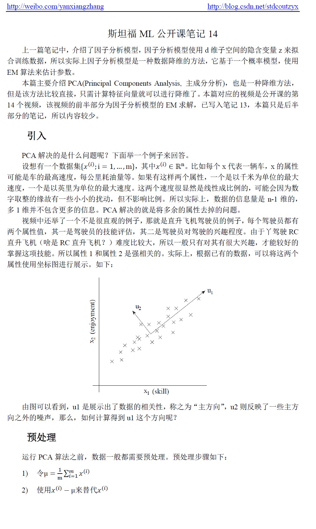 斯坦福ML公开课笔记14——主成分分析