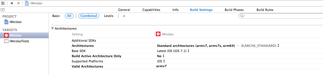 xcode armv7 armv7s arm64