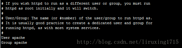 linux 下修改 apache 启动的所属用户和组