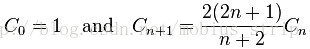 C_0 = 1 \quad \mbox{and} \quad C_{n+1}=\frac{2(2n+1)}{n+2}C_n,