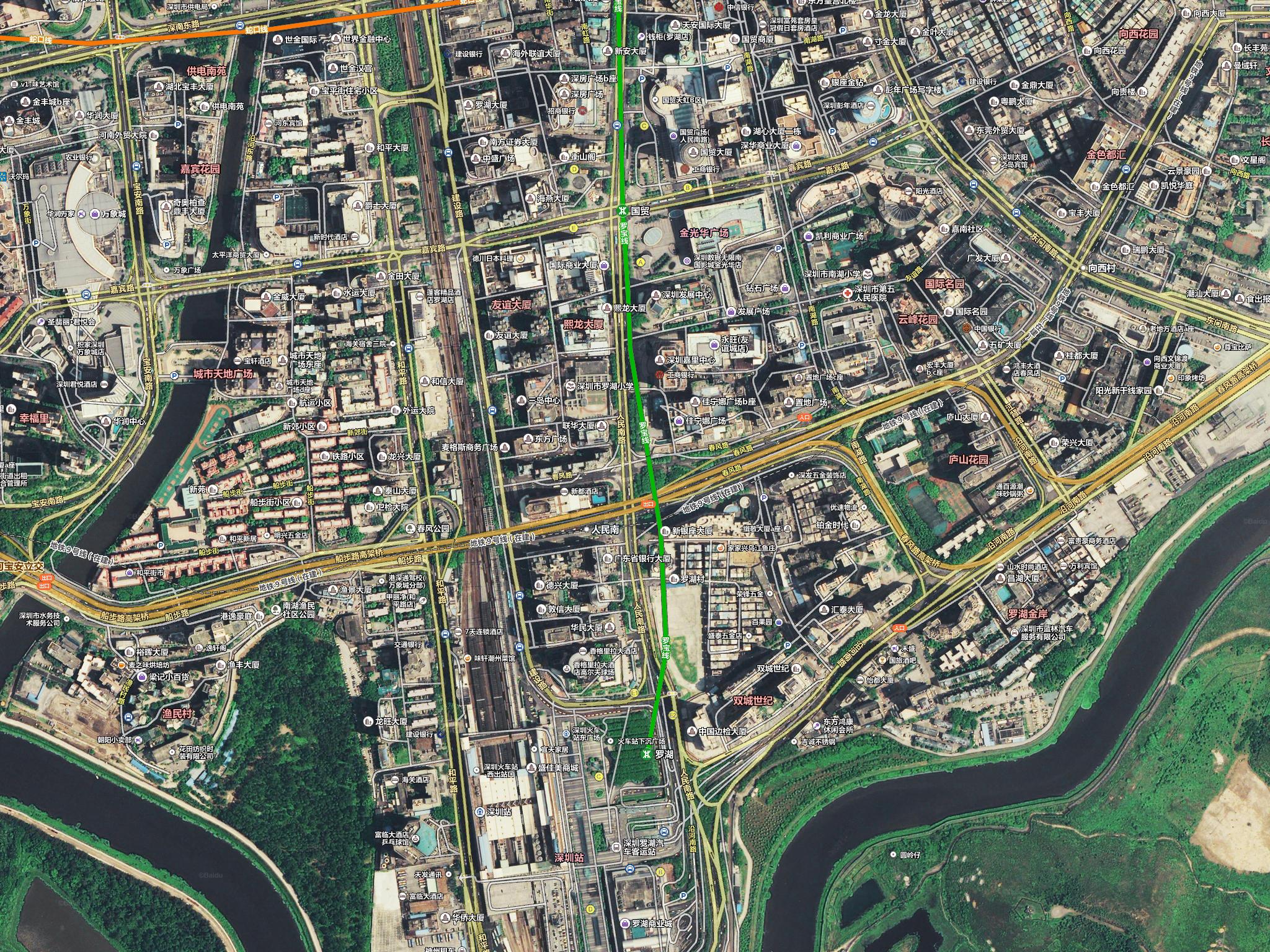 深圳市区卫星地图 百度卫星地图高清版(含道路地名标签叠加)