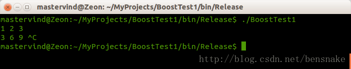 Test result of Sample code of Boost Lib