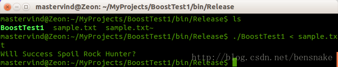 Reult for sampel code of testing Boost binary lib