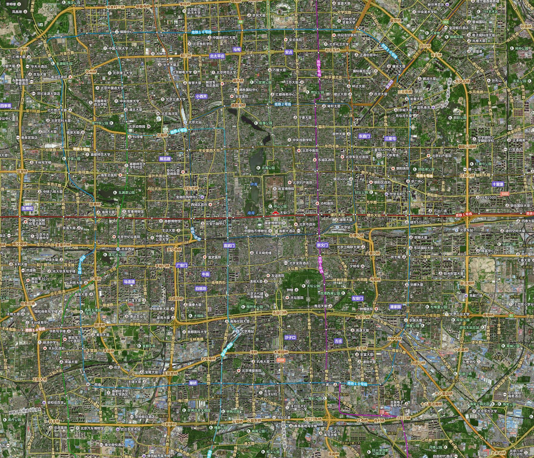 北京卫星地图百度卫星地图高清版含道路地名标签叠加