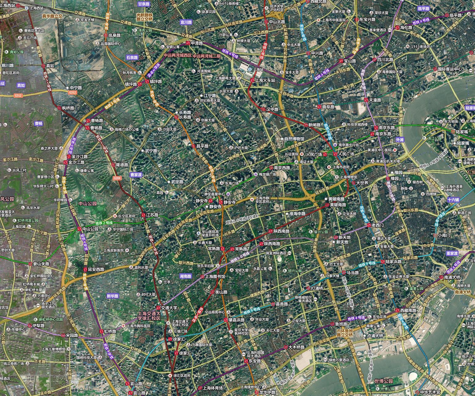 上海高清卫星地图 百度卫星地图(含标签,道路信息,地名等数据叠加显示