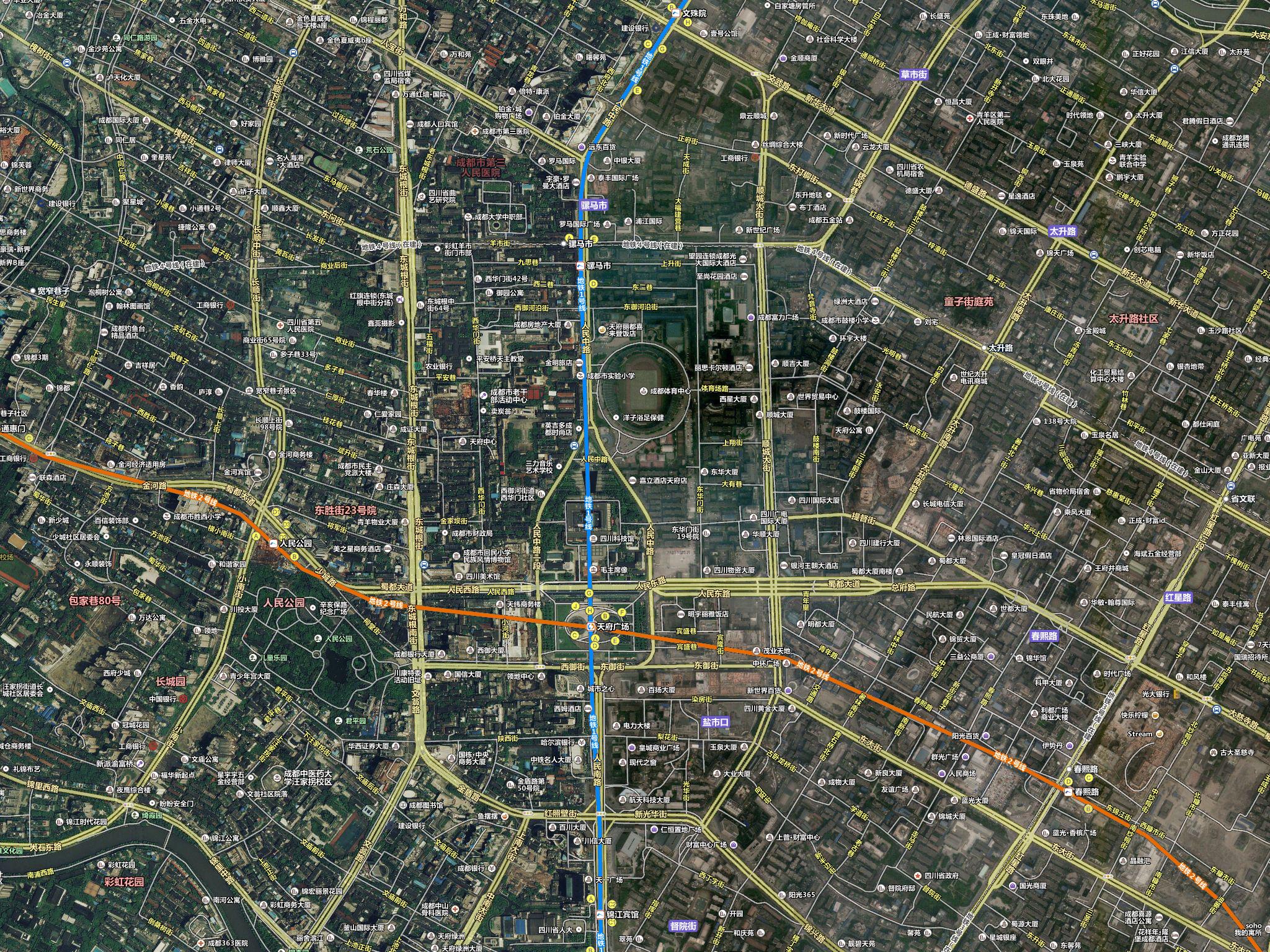 成都卫星地图高清最高级别19级含标签数据信息叠加