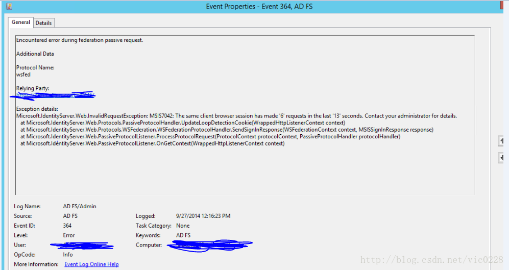 Server2012R2 ADFS3.0 The same client browser session has made '6' requests in the last '13'seconds