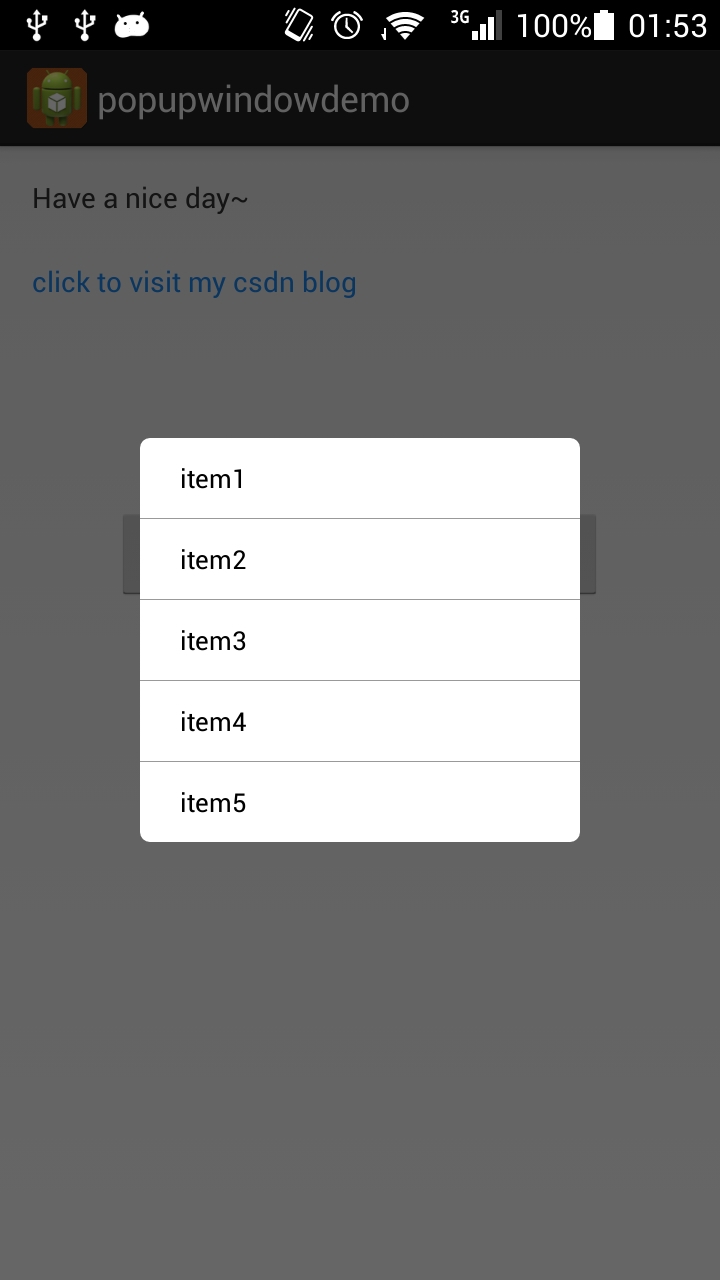【Android开发日记】Popupwindow 完美demo