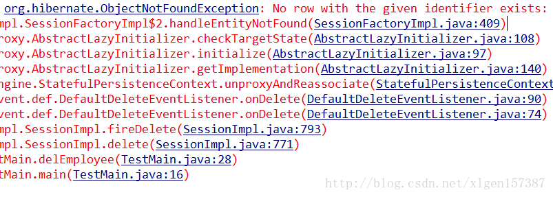 Hibernate No row with the given identifier exists