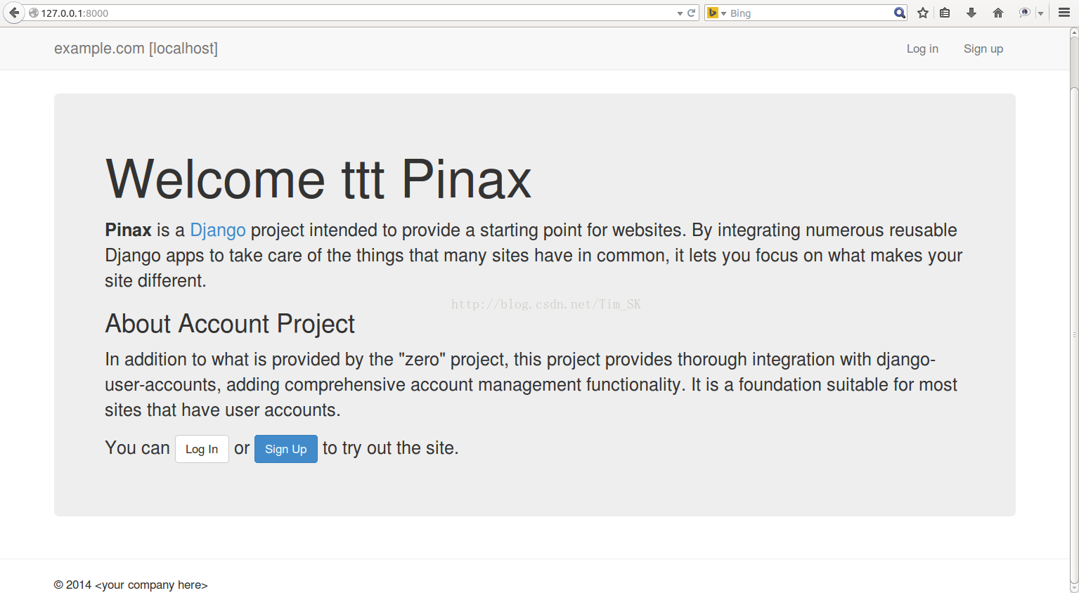 Pinax的默认主页