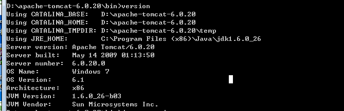 windows查看tomcat版本信息