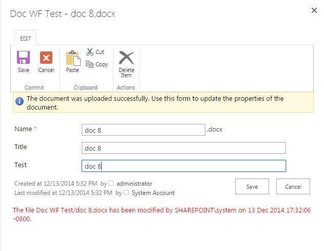 SharePoint Debug - The file xxx has been modified by xxx on...