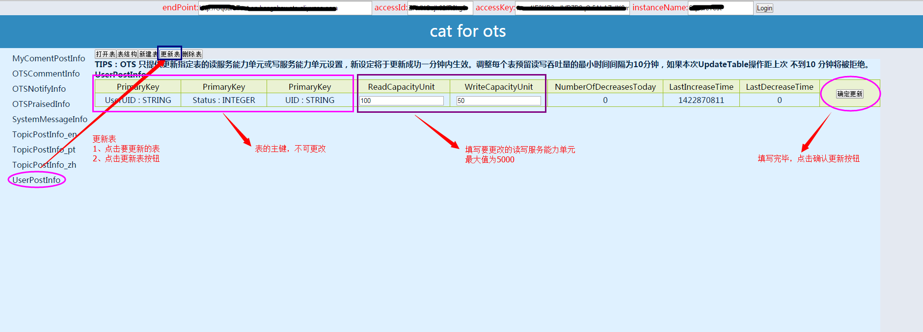 更新表
