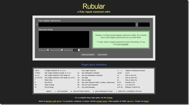 Rubular  a Ruby regular expression editor and test