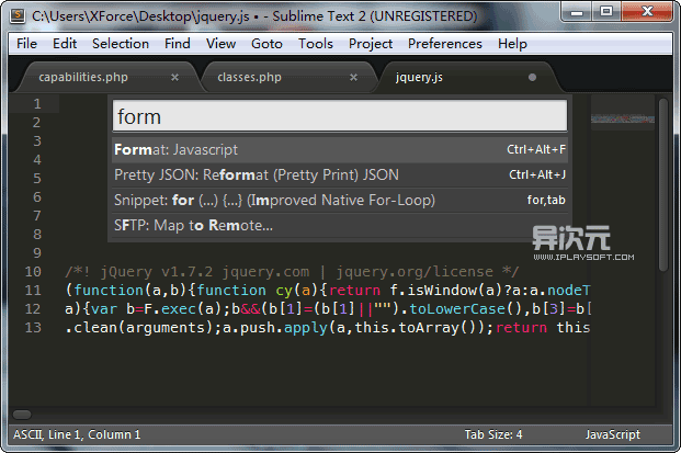 使用 JSFormat 插件的 Format: Javascript 命令