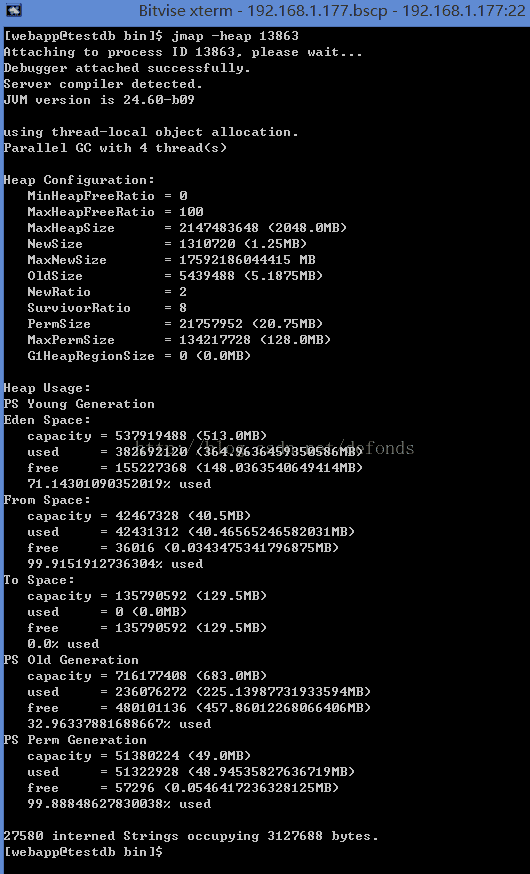 jmap -heap 13863