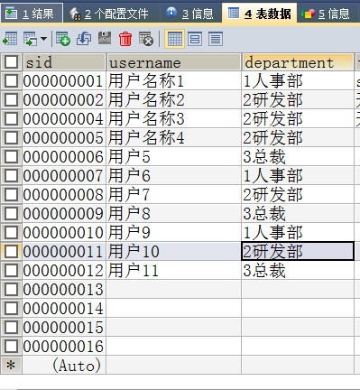 test1表数据