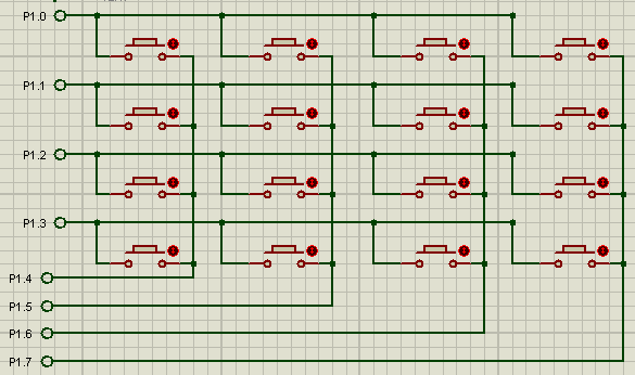 4X4矩阵键盘示意图