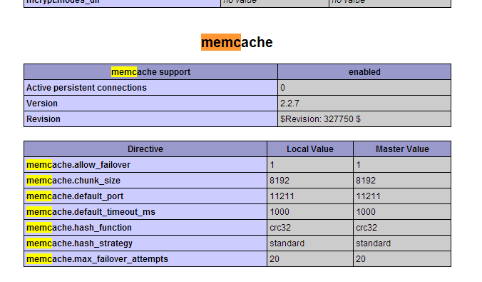 安装成功后，phpinfo会出现memcache