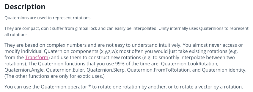 Unity中Quaternion的含义及其使用
