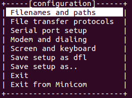 sudo minicom -s