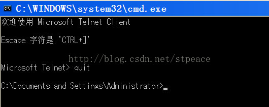 telnet www.baidu.com 80后怎么退出到Windows的cmd中来呢？