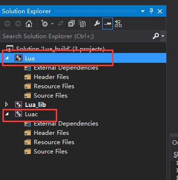 添加Lua和Luac两个项目