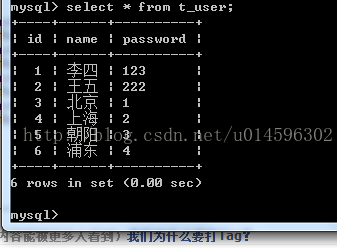 利用dos进入mysql数据库操作数据