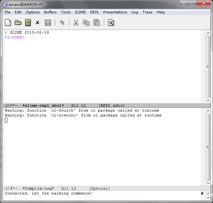Emacs里输入slime后的样子
