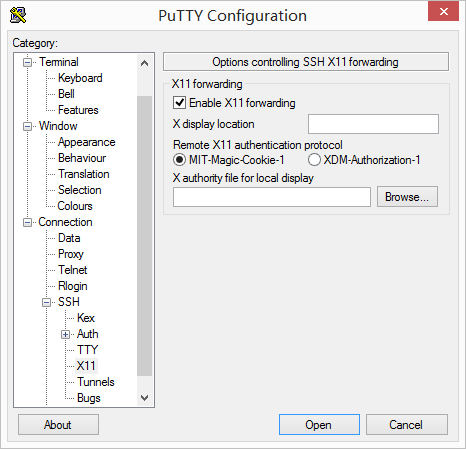 PuTTY设置X11转发