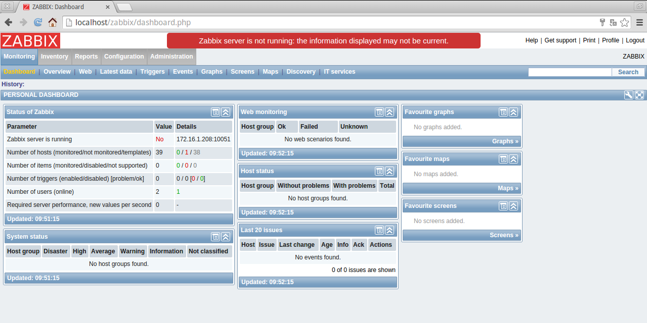 Zabbix-server stop/waiting